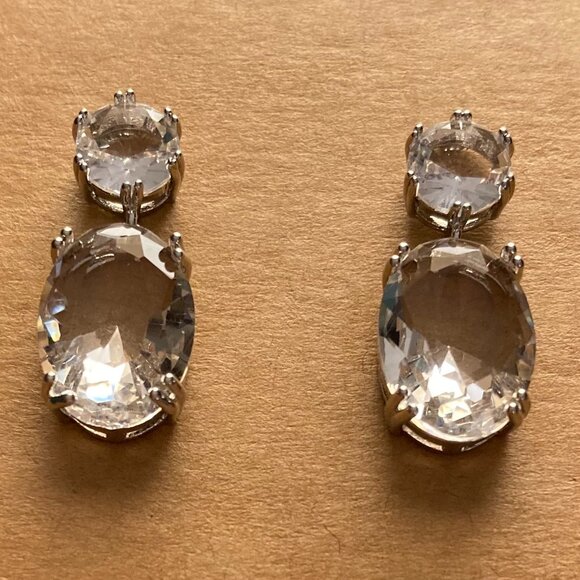 NEW Classic Clear Gems Earrings Faux Crystal Wedding Formal Cocktail Jewelry - Picture 7 of 13